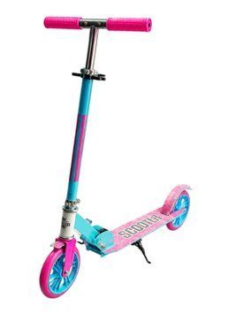 Міський складаний двоколісний самокат Scooter 200 мм, алюмінієва рама, регульоване кермо,до 100 кг Рожевий 1530771488 фото