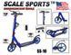 Дитячий самокат Scale Sports SS-10 для підлітків і дорослих синій колір з ручним гальмом, 2 амортизатора з флягоутримувачем та підніжкою 1673433034 фото 2