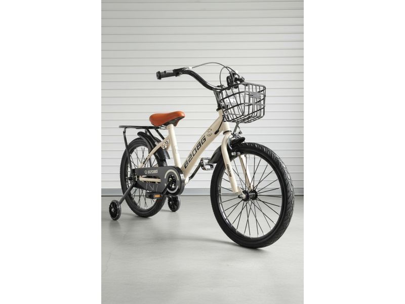 Дитячий велосипед 8208G 818, 14&Prime; зі світящими додатковими колесами, кошиком та багажником Бежевий 818-18 фото
