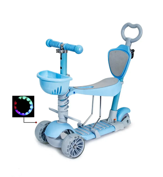 Самокат Scooter Smart 5 в 1 блакитний великі колеса, що світяться 1451904439 фото