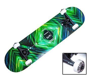 Скейтборд дерев'яний "FISH" із візерунком Skateboard "Green Rhombus" алюмінієва підвіска колеса-поліуретан навантаження до 90 кг 1453521034 фото