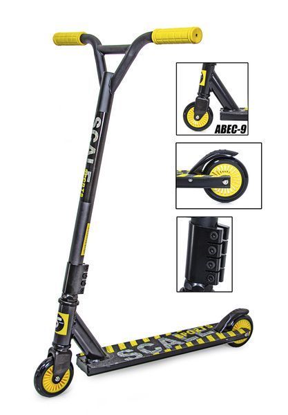 Трюковий самокат Scale Sports Tornado чорно-жовтого коліру колеса 100 мм на підшипниках Abec-7 1519638675 фото
