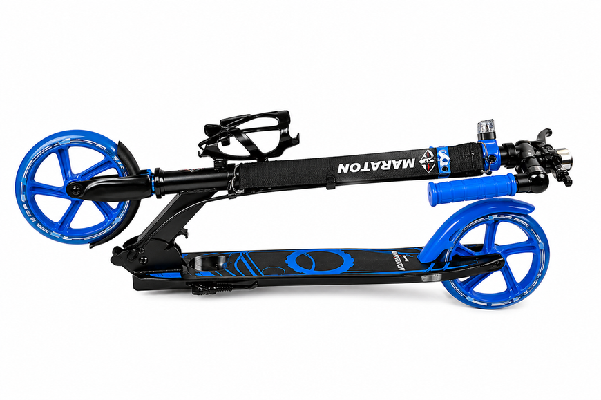 Самокат Rider Light Wheel Синій ,складаний зі колесами що світяться 200 мм, амортизатор, ручне і ножне гальмо до 100 кг Mar1129 фото