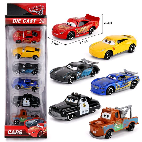 Набір машинок Тачки , 6 шт, металеві модельки героїв мультфільму Cars 3 Блискавка Маквін 1277614190 фото